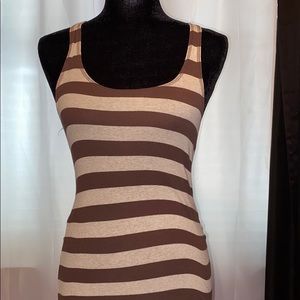 Brown and white striped tank